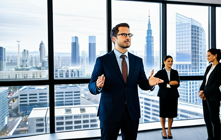 A professional game developer, fully clothed in a modest business suit, stands confidently at the forefront, gesturing towards a large, transparent digital display showcasing abstract, collaborative data flows. Surrounding the developer are diverse, professional-looking individuals, fully clothed in appropriate business attire, actively engaging in discussion and offering feedback, symbolizing a strong player community. The setting is a bright, modern office space with large windows overlooking a futuristic cityscape. The atmosphere is collaborative and transparent, emphasizing open communication and shared vision. safe for work, appropriate content, fully clothed, professional dress, perfect anatomy, correct proportions, natural pose, well-formed hands, proper finger count, natural body proportions, high-resolution photography, crisp detail.